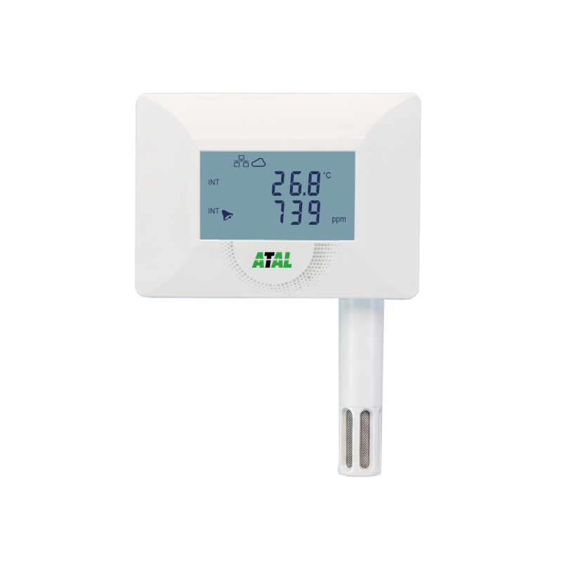Unité de surveillance Ethernet ATE-TRCP avec capteurs internes de température, d’humidité relative, de pression atmosphérique et de CO₂